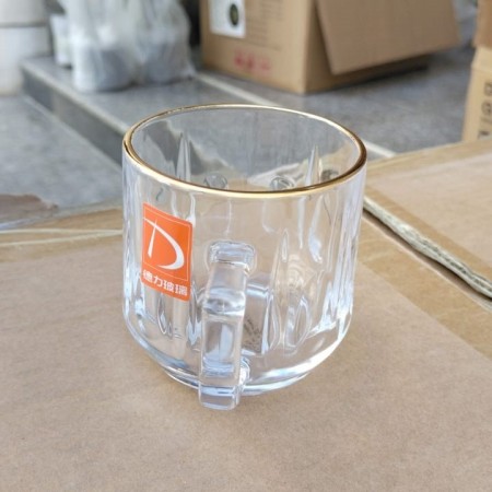 طقم كاسات شاي / نسكافيه ماغ ٦ قطع دمعة قاعدة حيف ذهبي مدور DELI